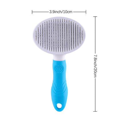 Professional Self-Cleaning Slicker Brush for Dogs and Cats - Effective Grooming Tool for Removing Loose Undercoat, Mats, and Tangled Hair with Integrated Flea Comb