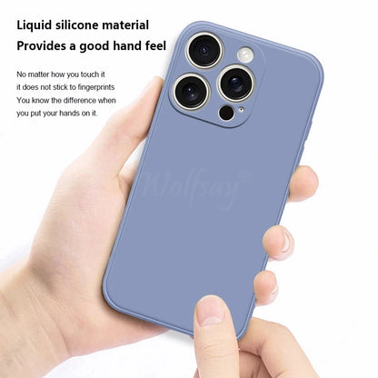 iPhone 16 Pro Max Liquid Silicone Case - Original Plain Rubber TPU Shockproof Protection Cover