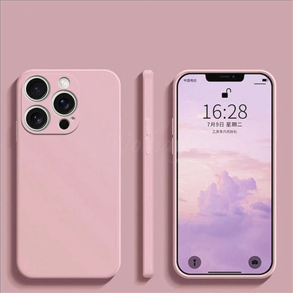 iPhone 16 Pro Max Liquid Silicone Case - Original Plain Rubber TPU Shockproof Protection Cover