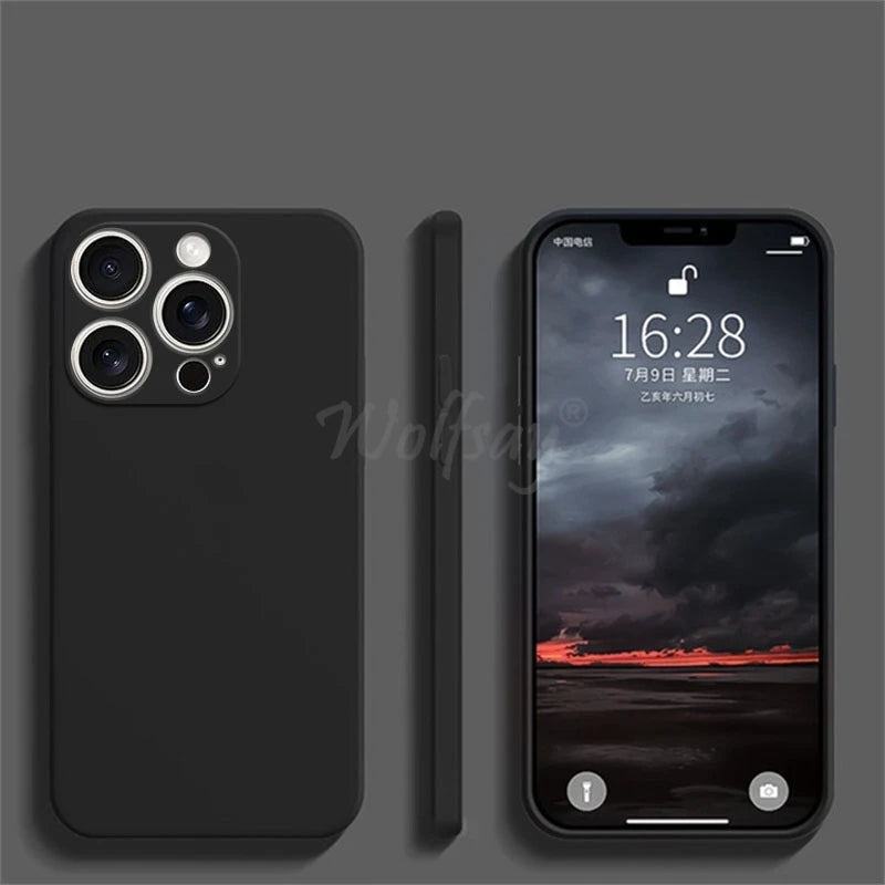 iPhone 16 Pro Max Liquid Silicone Case - Original Plain Rubber TPU Shockproof Protection Cover