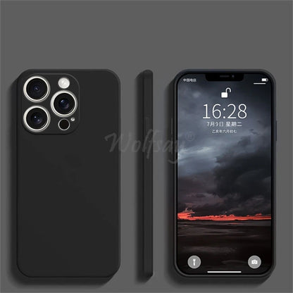 iPhone 16 Pro Max Liquid Silicone Case - Original Plain Rubber TPU Shockproof Protection Cover