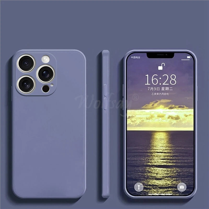 iPhone 16 Pro Max Liquid Silicone Case - Original Plain Rubber TPU Shockproof Protection Cover