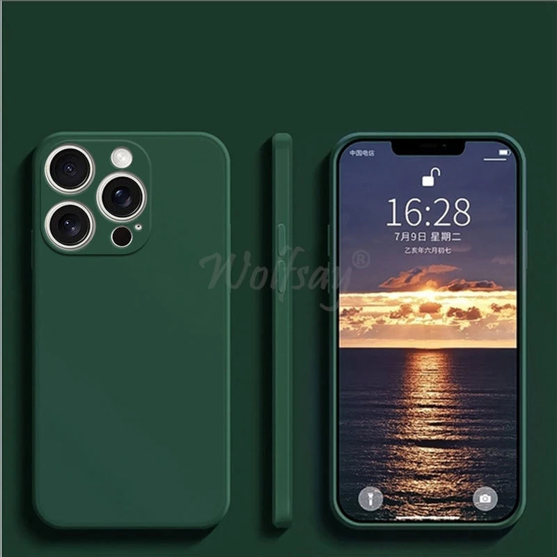 iPhone 16 Pro Max Liquid Silicone Case - Original Plain Rubber TPU Shockproof Protection Cover