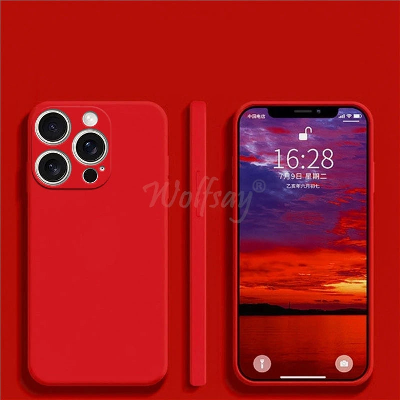 iPhone 16 Pro Max Liquid Silicone Case - Original Plain Rubber TPU Shockproof Protection Cover