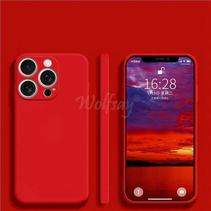 iPhone 16 Pro Max Liquid Silicone Case - Original Plain Rubber TPU Shockproof Protection Cover