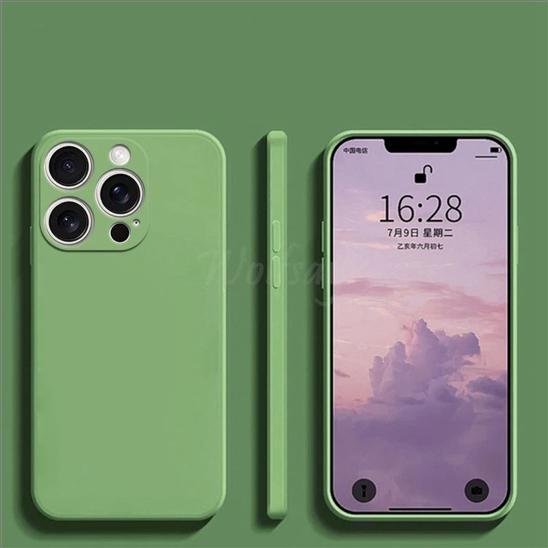 iPhone 16 Pro Max Liquid Silicone Case - Original Plain Rubber TPU Shockproof Protection Cover