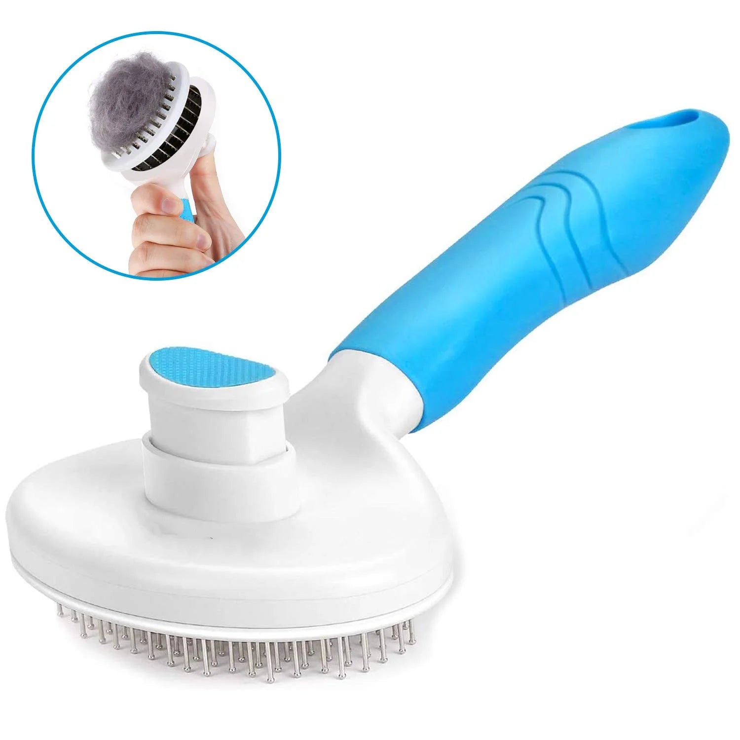 Professional Self-Cleaning Slicker Brush for Dogs and Cats - Effective Grooming Tool for Removing Loose Undercoat, Mats, and Tangled Hair with Integrated Flea Comb